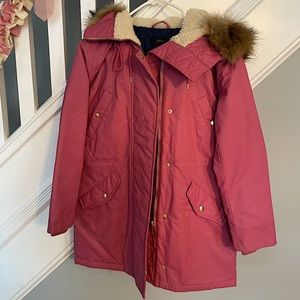 J. Crew lined pink winter coat — size small petite